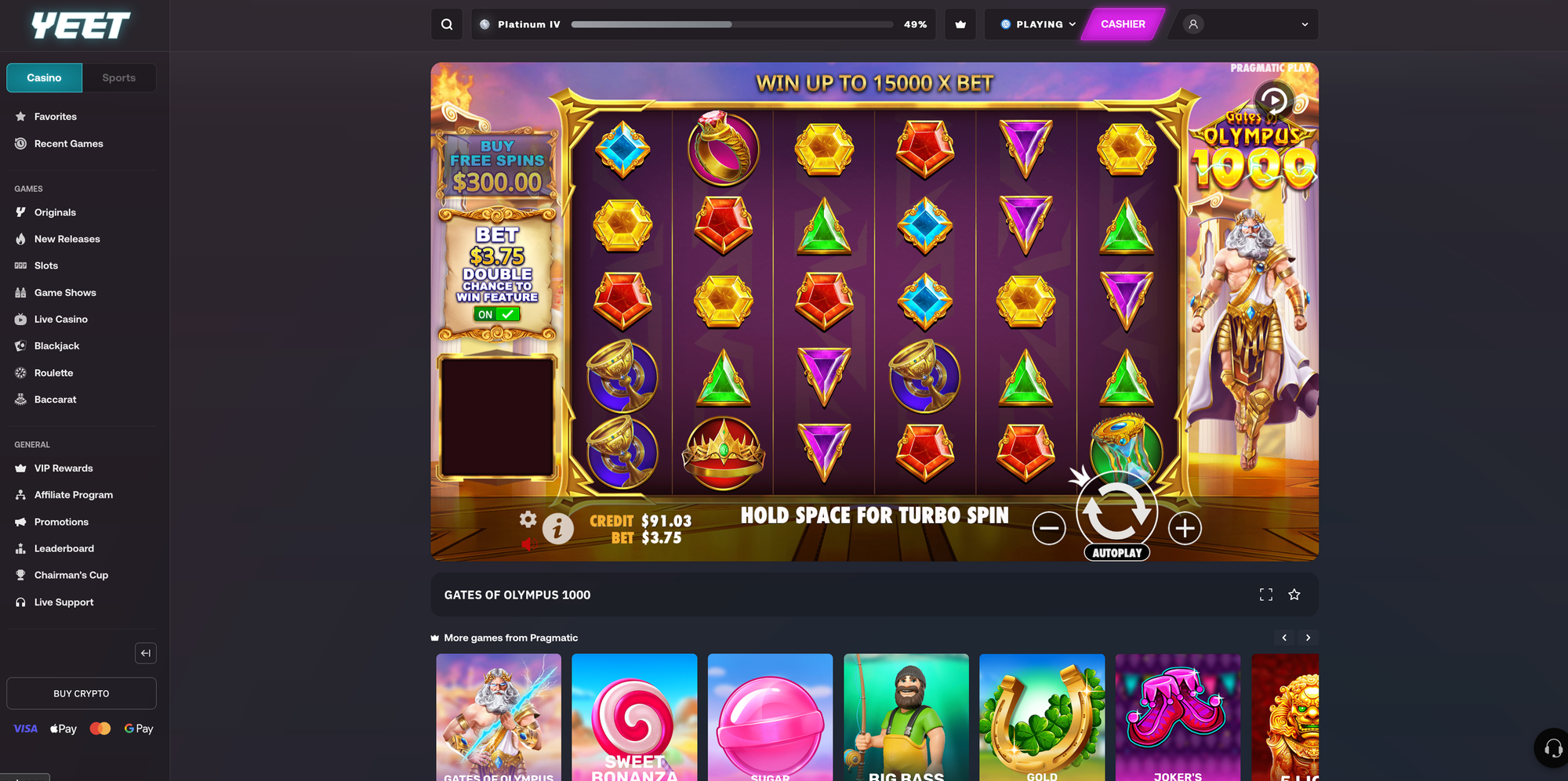 Yeet Crypto Casino Slot - Gates of Olympus 1000 (Best Slot) - Crypto Casino Game
