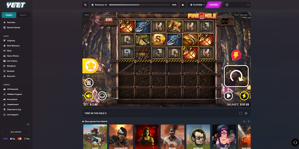 Yeet Casino Slot - Fire in the Hole 2 (High RTP)
